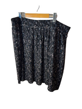 Penningtons Black Floral Pleated Midi Skirt Size 1x